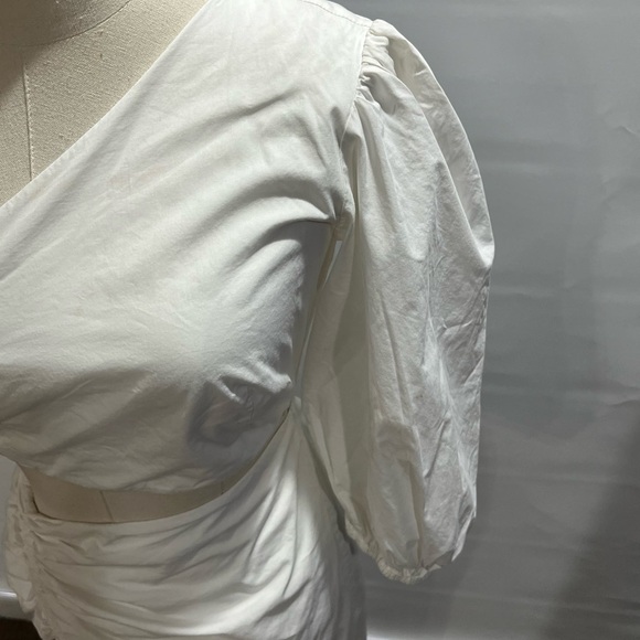 Sau Lee Jolene One Shoulder Cutout Ruched Asymmetrical Poplin Dress Sz XXS - Picture 6 of 15